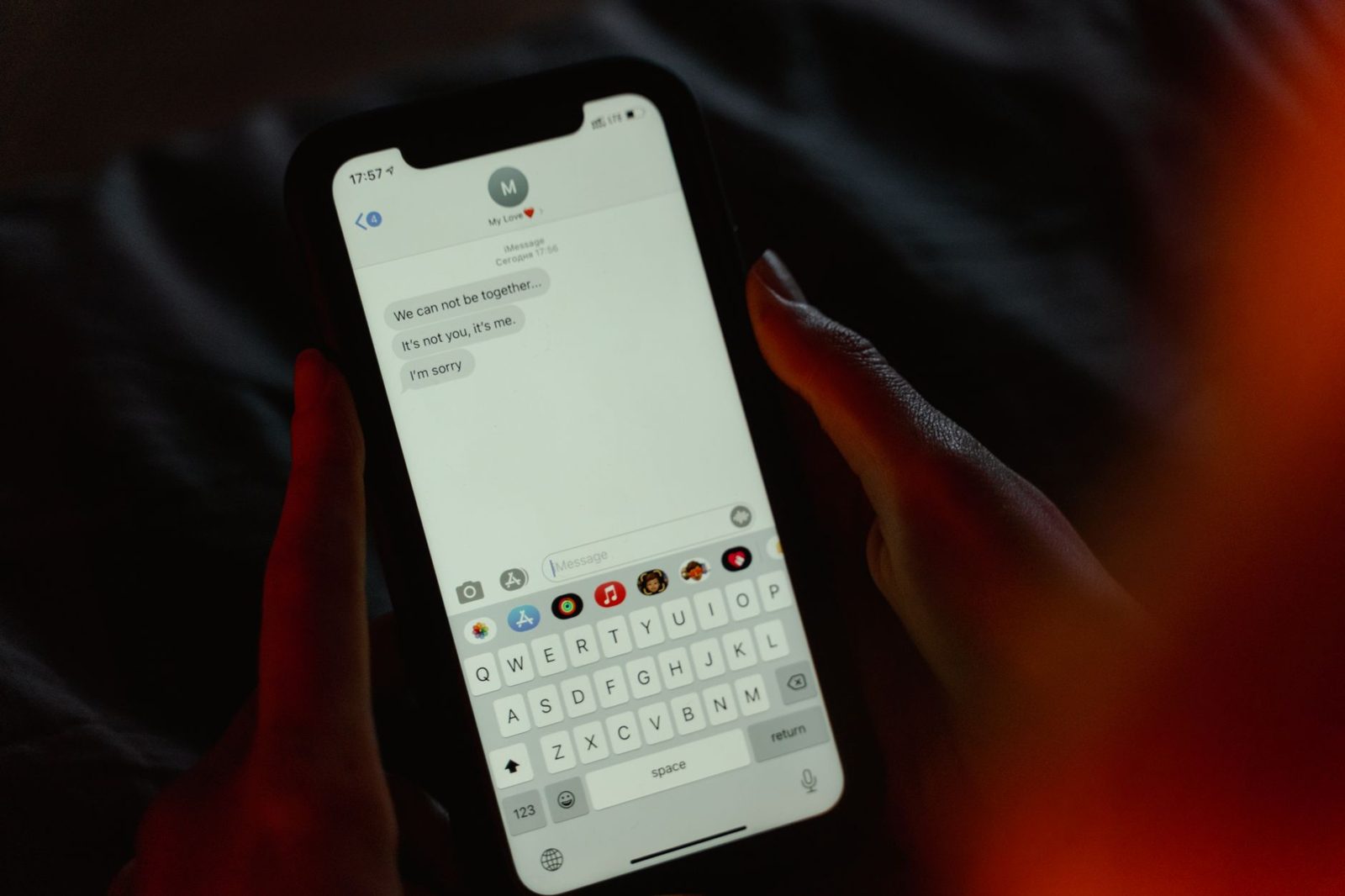 Text message open on a phone screen